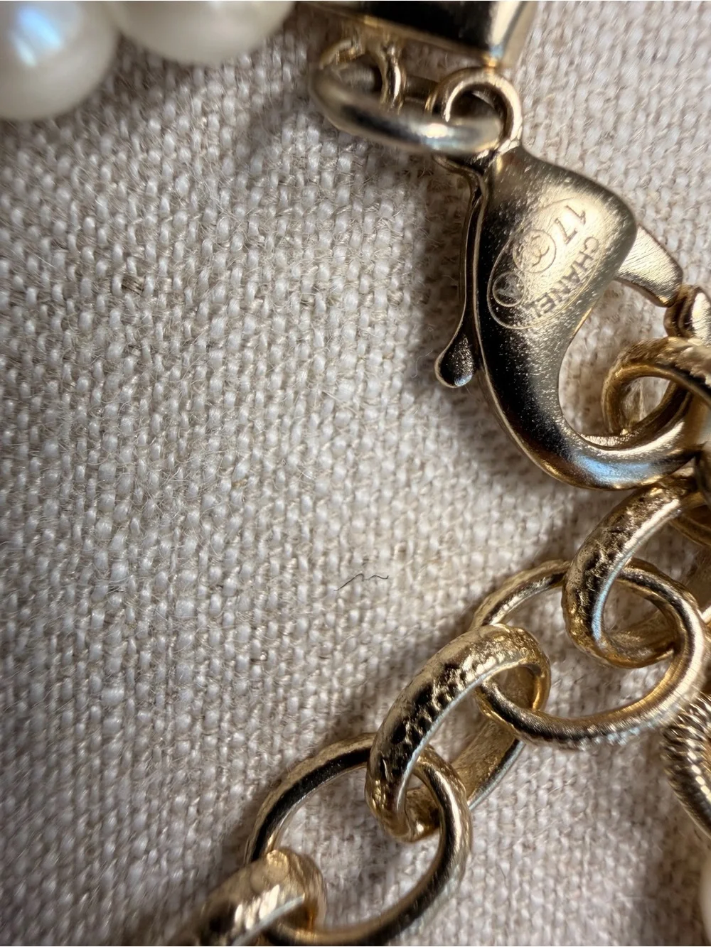 🤍CHANEL Ivory Pearl Double-Strand Necklace with Gold CC Charm✨